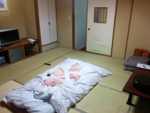 Futon en hotel de Kusatsu